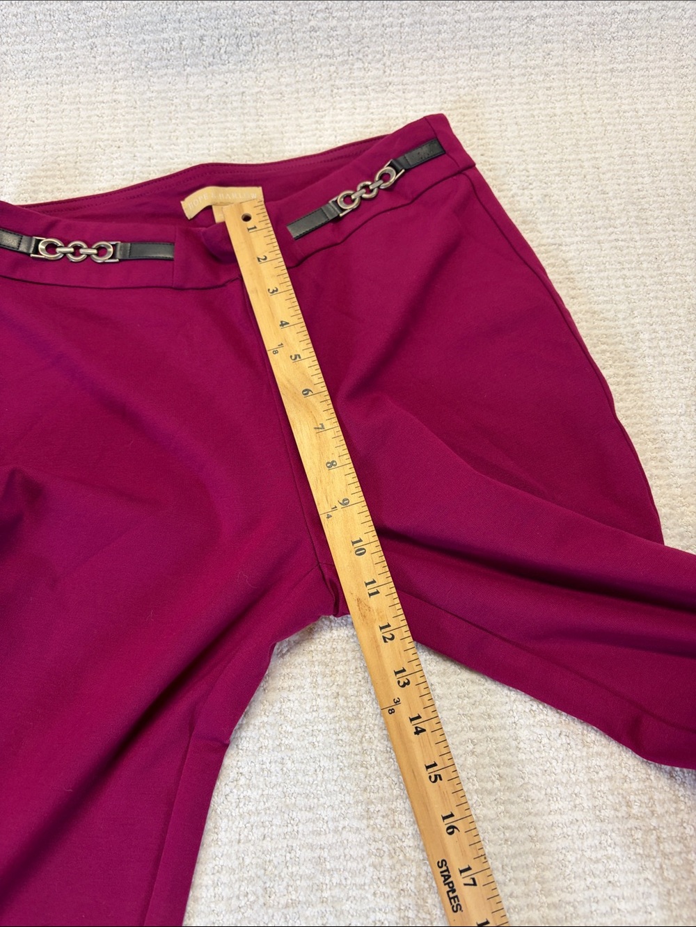 Hope & Harlow Burgundy Dress Pants Chain Waist Stretch Women Size M - Picture 5 of 8